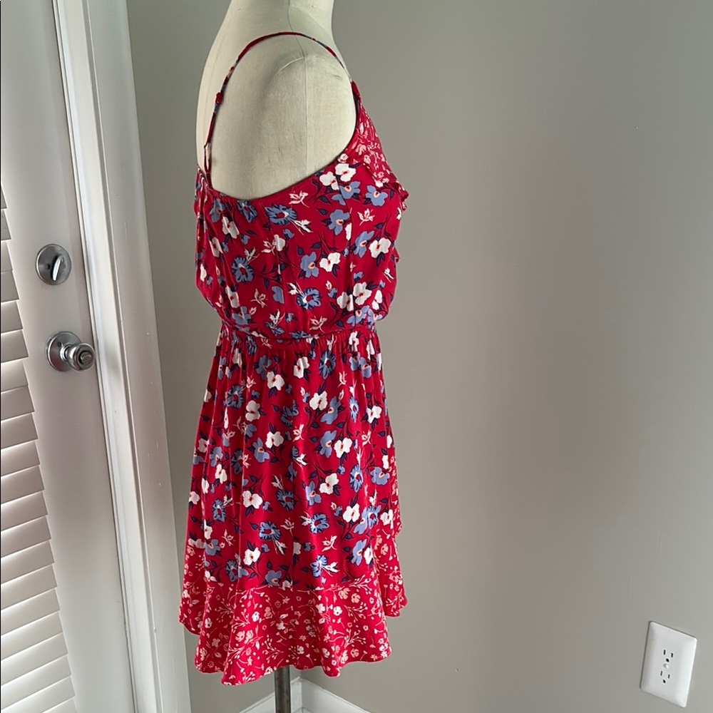 Express Red and Blue Ruffle Mini Dress - Picture 4 of 10